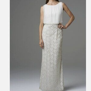 Aidan Mattox Lace Overlay Chiffon Gown / Wedding Dress / Size 12